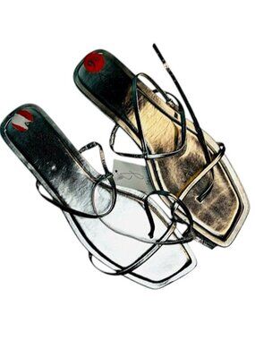 Joie Glory Gold Metallic Strappy Flat Sandals Size 9.5